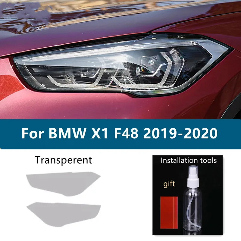 

2 Pcs For BMW X1 F48 2015-On Car Headlight Tint Smoke Black Protective Film Vinyl Protection Transparent TPU Sticker Accessories