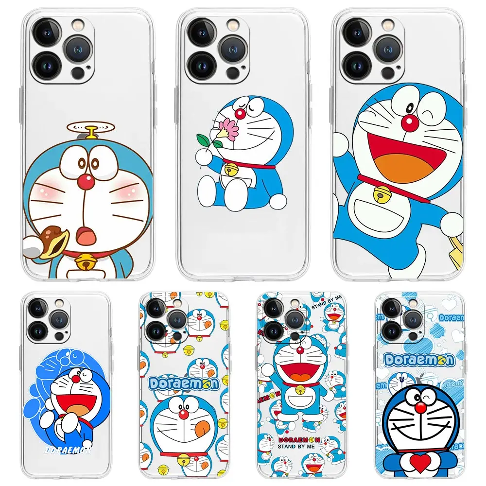 

Cartoon Doraemon Anime Phone Case For iPhone 13 11 12 Pro Max X XR XS 7 8 Plus SE 2020 Transparent Soft Silicone Cover TPU Coque
