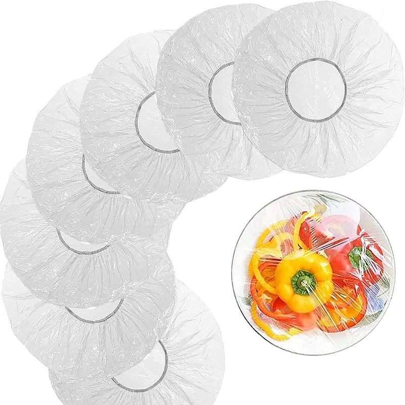 

100pcs Disposable Food Cover Plastic Wrap Elastic Food Lids For Fruit Bowls Cups Caps Storage Kitchen Fresh Keeping Saver Bag