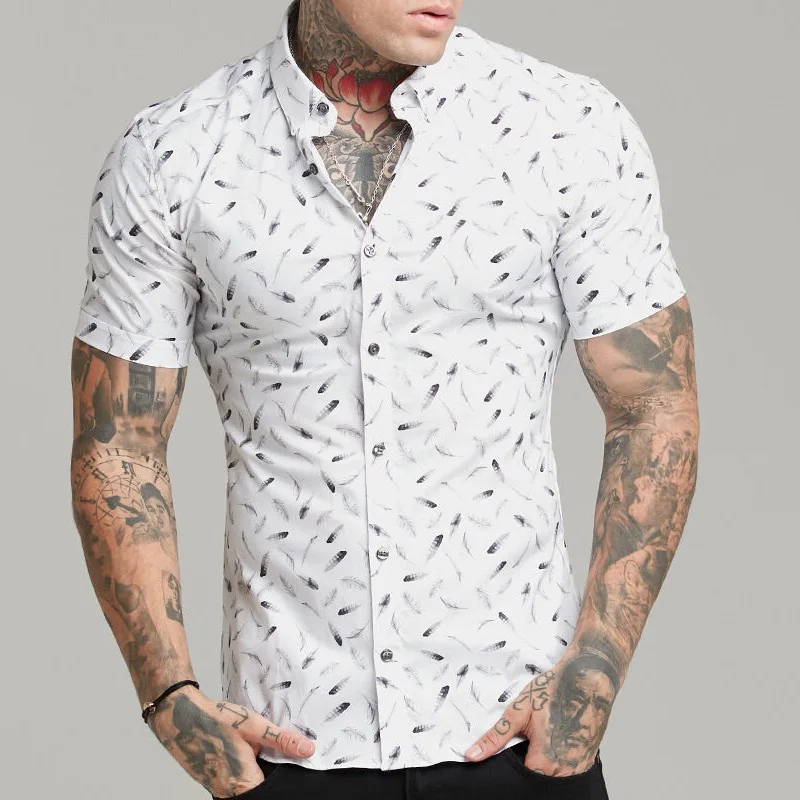 Hot Sale European American Men Clothing Letter Print Fashion Casual Shirt Single-Breasted Cardigan Short sleeves 2022 New Shirt