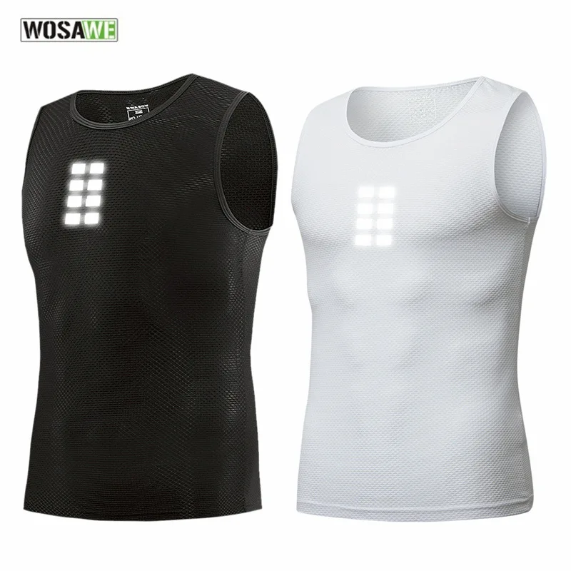 WOSAWE Men Cycling Base Layer Summer Quick Dry MTB Bike Cool Mesh Superlight Vest Breathable Sleeveless Cycling Shirt Undershirt