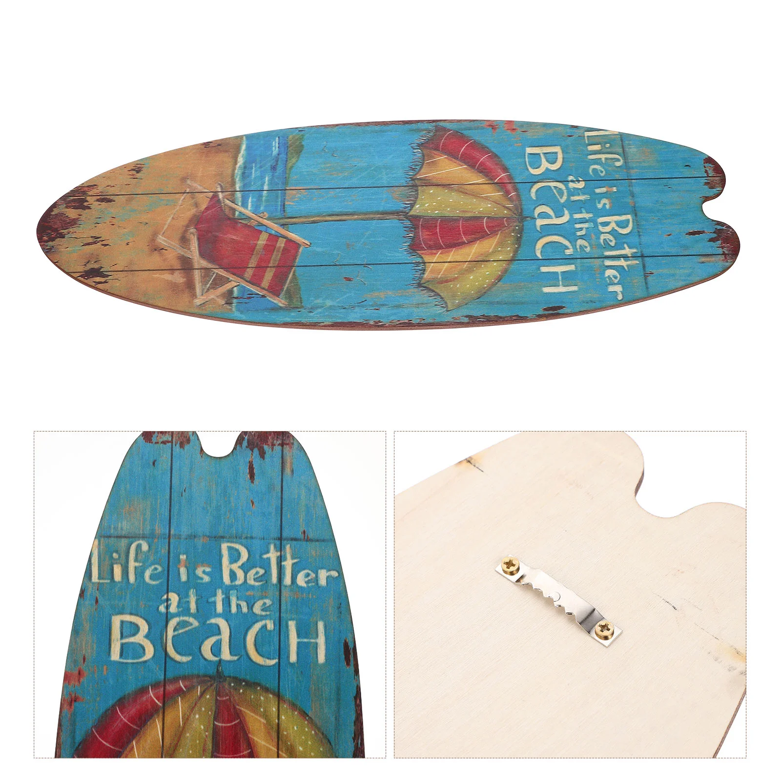 

Surfboard Hanging Sign Coastal Sea Seaside Decorations Beach Plaques Wooden Surfboard Plaque