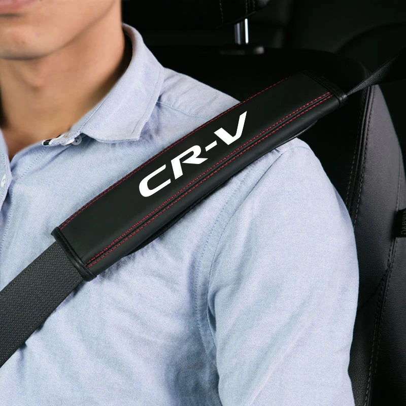

For Honda CRV 2021 2020 2019 2018 2017 2016 2015 1pc Cowhide Car Interior Seat Belt Protector Cover For car Auto Accessories 100