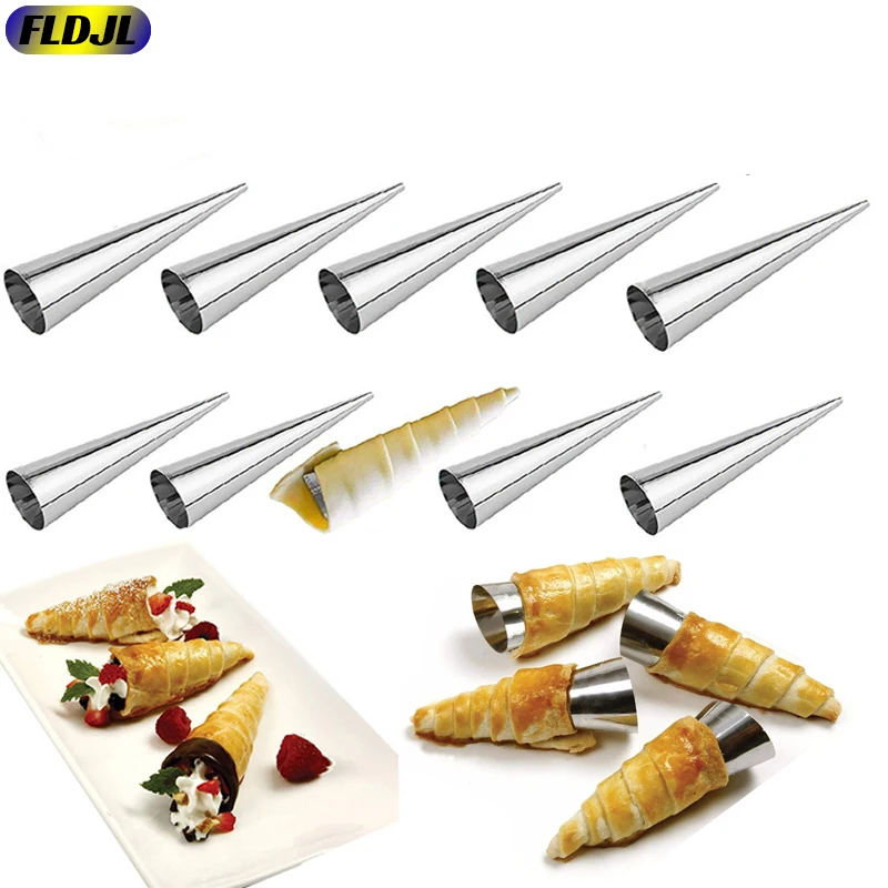 

Conical Tube Cone Roll Moulds Spiral Croissants Molds Cream Horn Mould Pastry Mold Cookie Dessert Kitchen Baking Mould Tool
