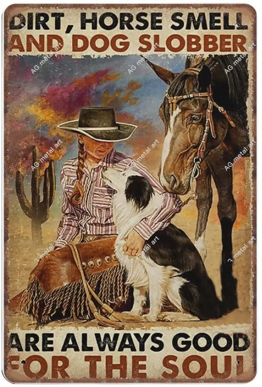 

Винтажный металлический жестяной знак с запахом грязевой лошади и собакой, слюнявчик всегда подходит для души, забавное Ретро настенное искусство для кухни, постеры
