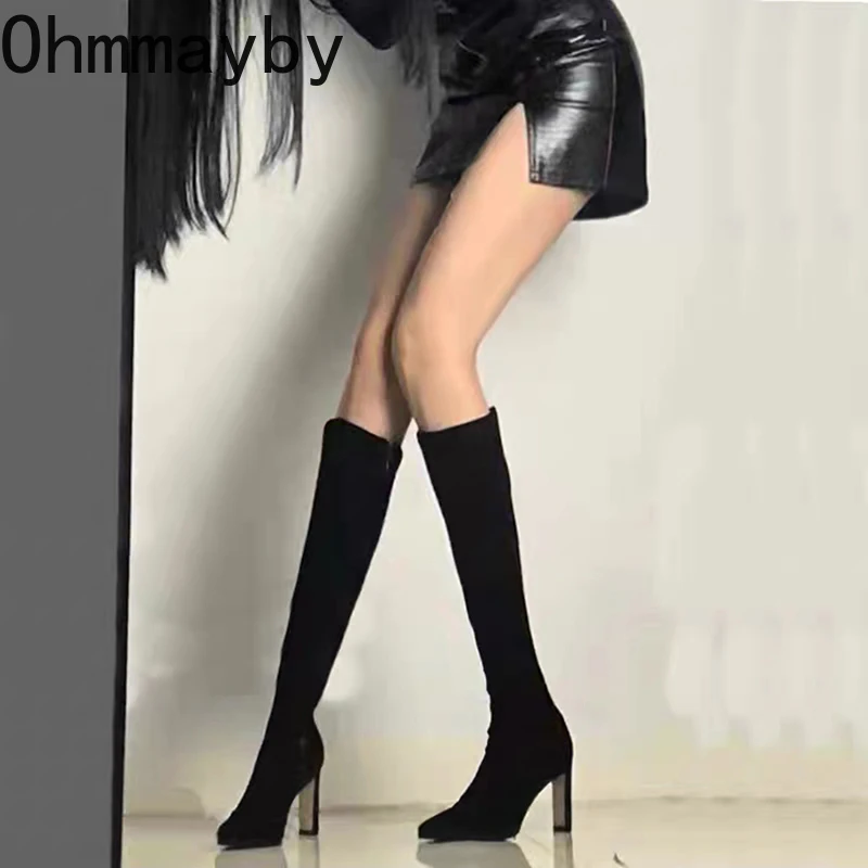 

Thigh Knee High Boots Elastic Stretch Boots Women Botas Mujer Sexy Super Thin Heels Sock Boots New 2022 Autumn Winter Shoes