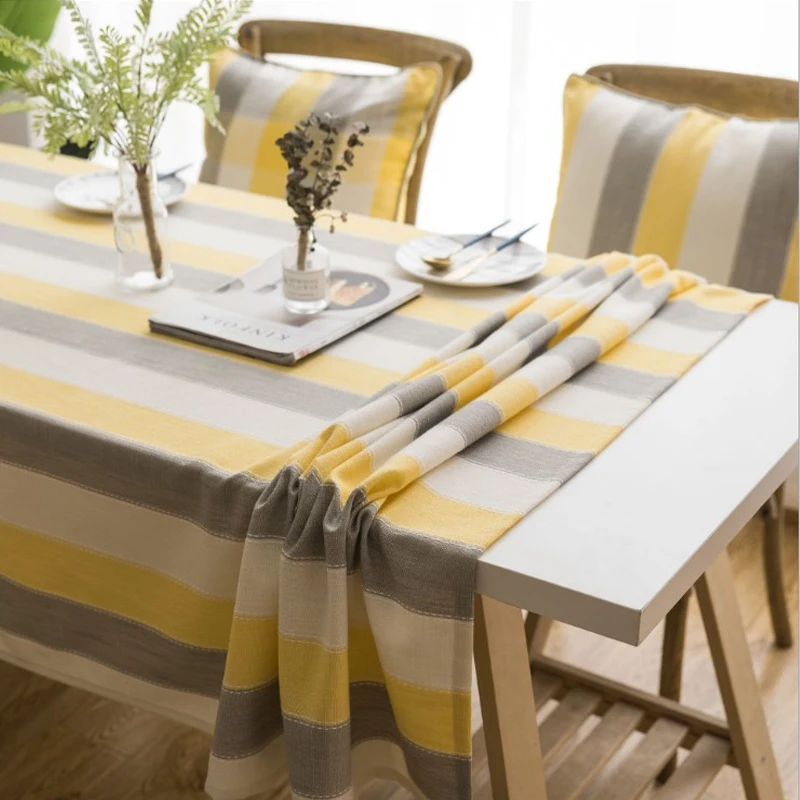 

Plaid Decorative Linen Tablecloth With Tassel Waterproof Oilproof Thick Rectangular Wedding Dining Table Cover Tea table cloth