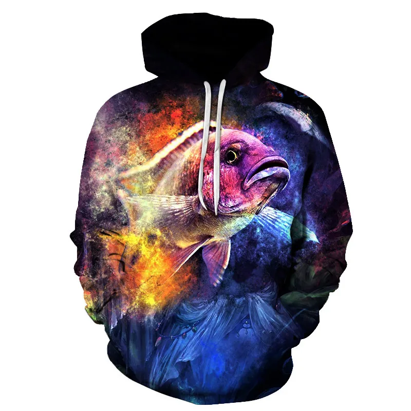 

Men's Women's Long Sleeve Hoodie Sweatshirt Hooded Streetwear 3D Tropical Fish Fun Hoodie Fisherman Fisherman Hip Hop Jacket