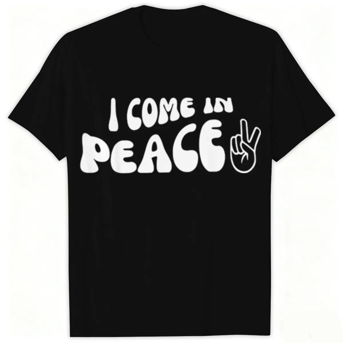 Фото Футболки для пар с принтом «Peace/I Come in Peace», забавный буквенный узор, женские и мужские футболки, одинаковые футболки для влюбленных, подарки №2