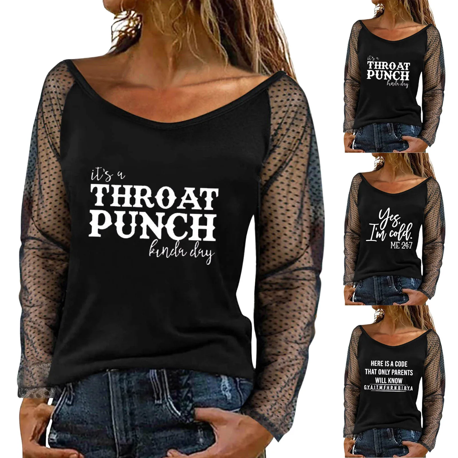 

Женские Модные топы с буквенным принтом и длинным рукавом, кружевные топы с открытой спиной, рубашки, женские топы на пуговицах с длинным ру...