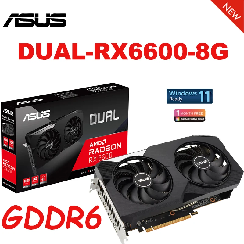 

ASUS DUAL RX6600 8G AMD Radeon RX 6600 8GB Graphics Cards GDDR6 128-bit 14 Gbps Support AMD Desktop CPU Motherboard Video Card