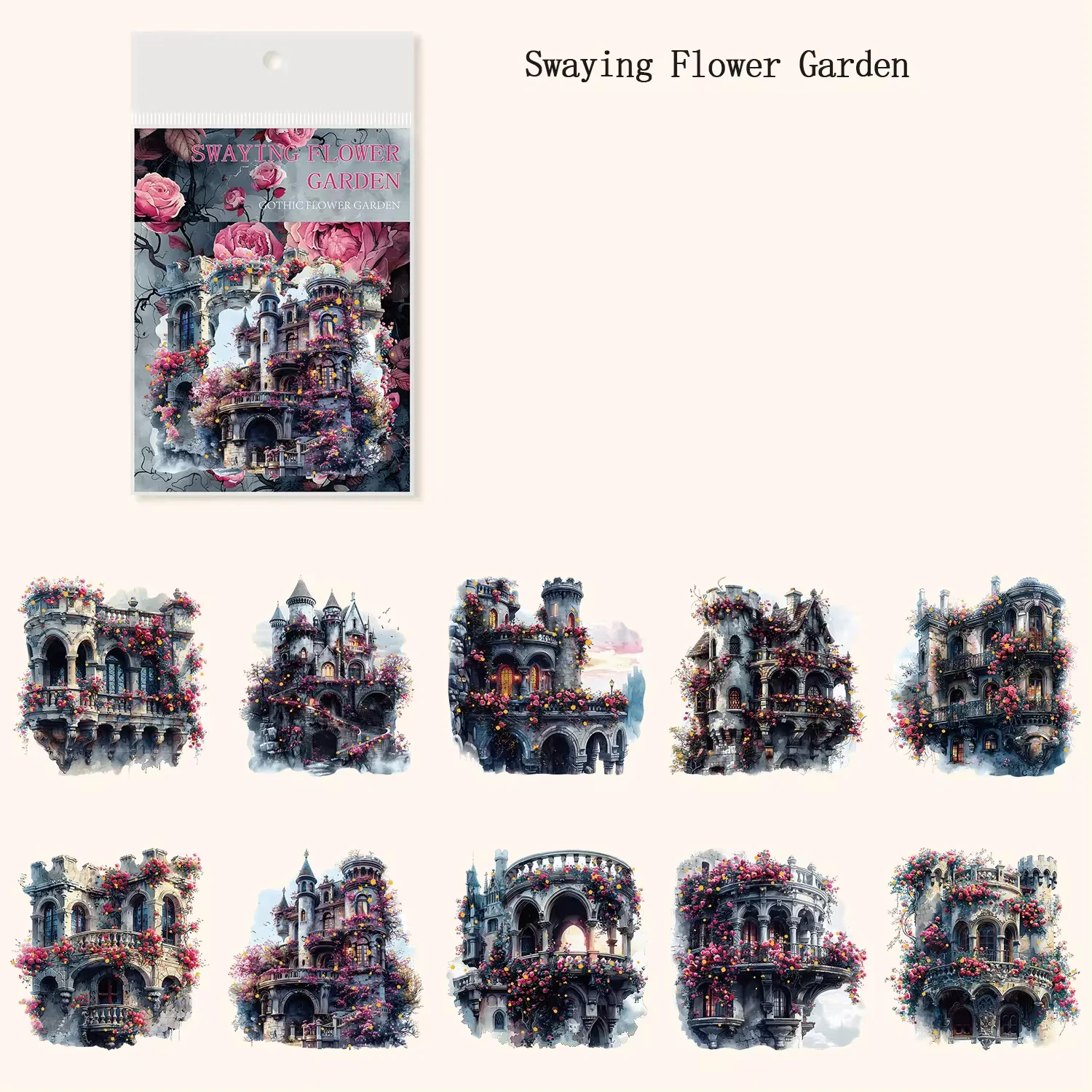 

10 Листов ПЭТ Ретро Готические Наклейки Для Альбома DIY Цветочный Сад Дизайн Бумажные Вырезы 164x108 Мм Для Поделок И Скрапбу...