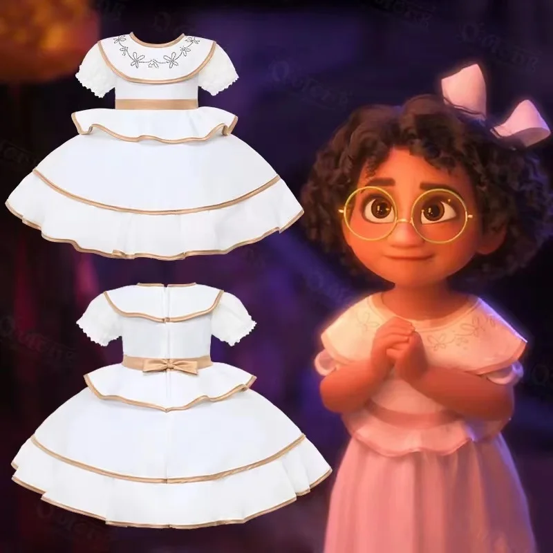 

Baby Girls Princess Dress Encanto Cosplay Charm Double Layered Collar Summer Evening Dresses Birthday Girls Outfits