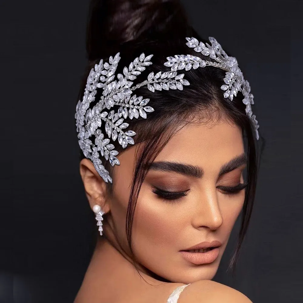 

Luxurious Bridal Head Jewelry Beaded Crystal Women Events Hair Band Accessories Headpieces Junior Quinceanera Bride Party Crowns