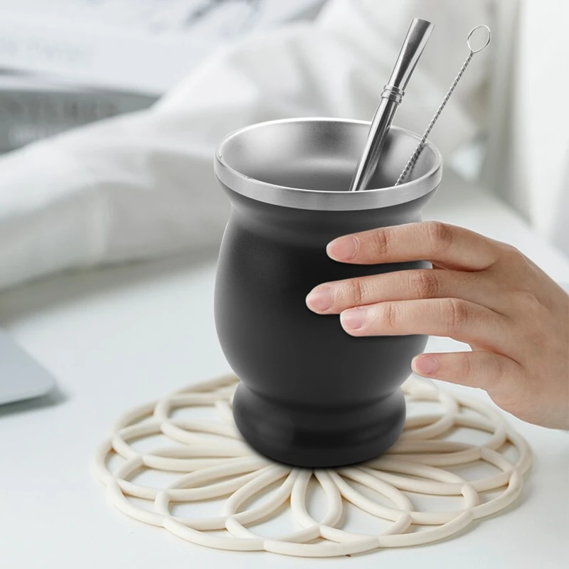 Двусторонний набор из нержавеющей стали Yerba Gourd Mate чайный сервиз для кофе воды