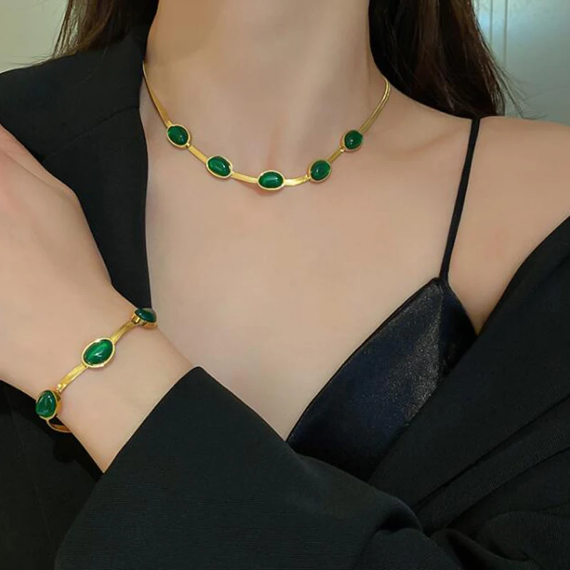 

Женский комплект из колье и браслета, из нержавеющей стали 316L