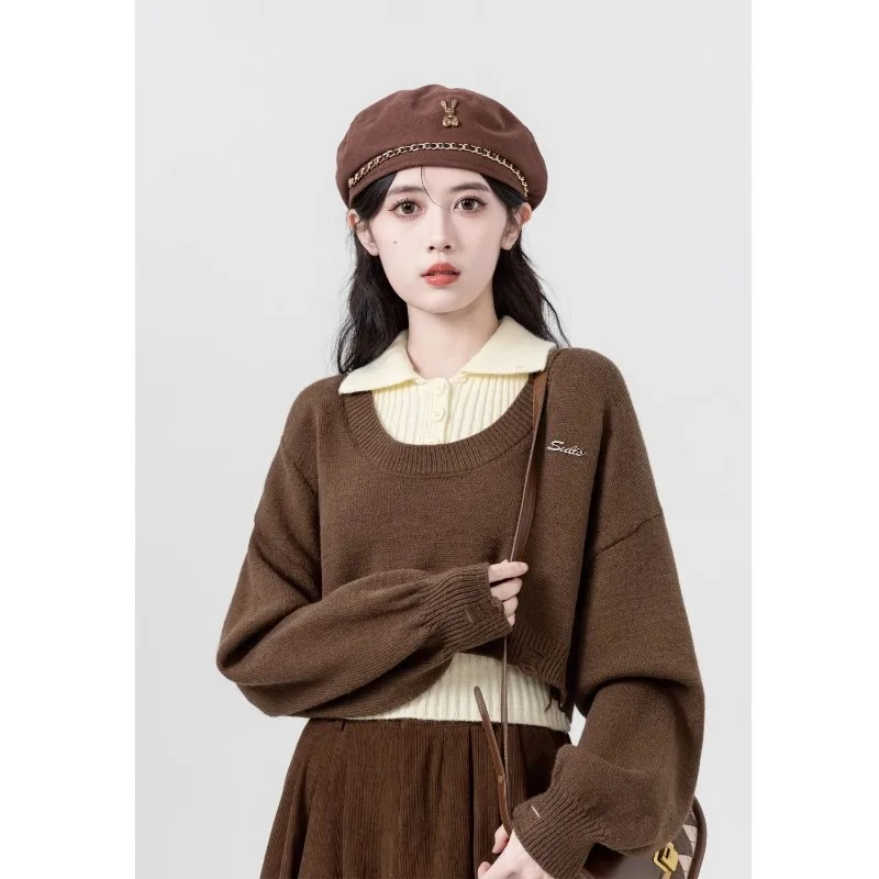 Короткий жилет MiiiiX в корейском повседневном стиле свитер Женский Осенний