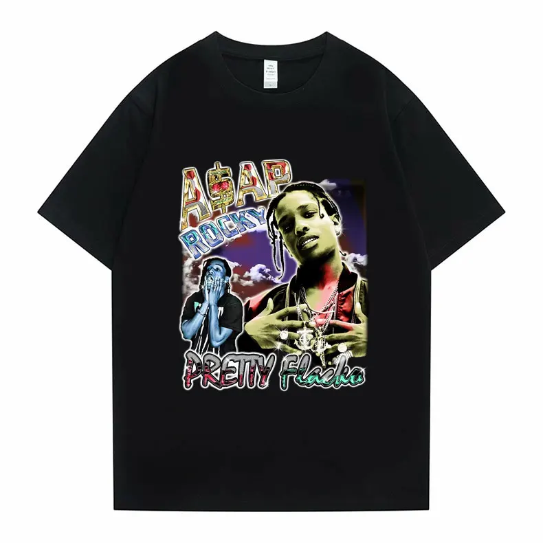 

Awesome ASAP Rocky Portrait Graphic Aesthetics T Shirts Man Hip Hop Hipster T-shirt Spring Summer Men Women Fashion Loose Tshirt