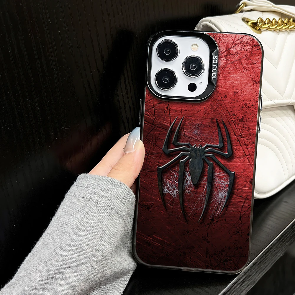 Крутой чехол для телефона MINISO S-Spider M-Man iPhone 16 12 13 14 15 11 Max Pro Plus цветной корпус Laser IMD
