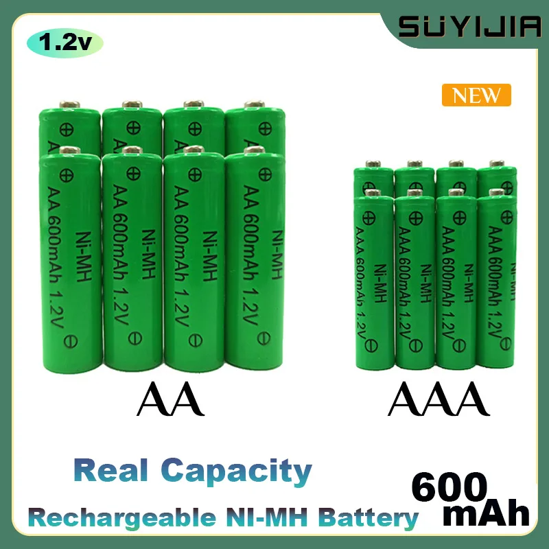 

1.2V 2-20pcs AAA+AA Battery 600mAh NI-MH Rechargeable Battery for Toys Game Console Flashlight MP3/MP4 LED Electric Shaver