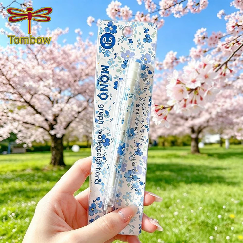 Фото 1 шт. Японские механические карандаши Tombow с цветочным узором, лимитированная серия, 0,5 мм, с низким центром тяжести, милые канцелярские товары, к школе №2