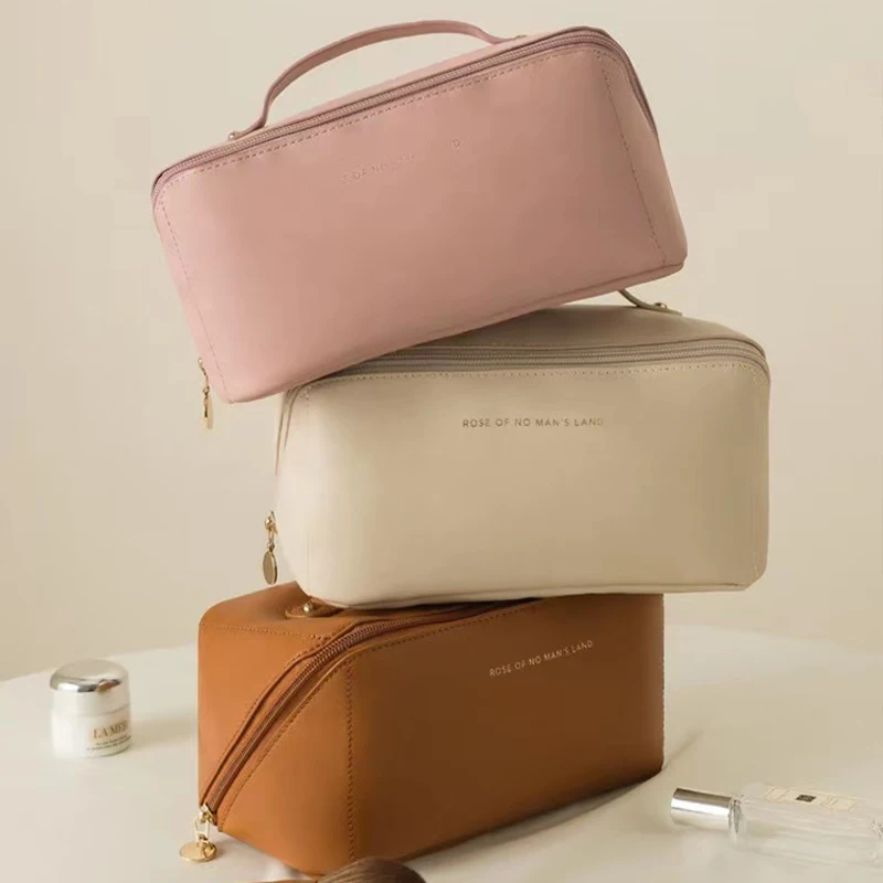 2023 New Cosmetic Bag For Women Large Makeup Pouch Portable Travel Toiletry Bag Pu Bathroom Washbag Multifunctional Toiletry Kit