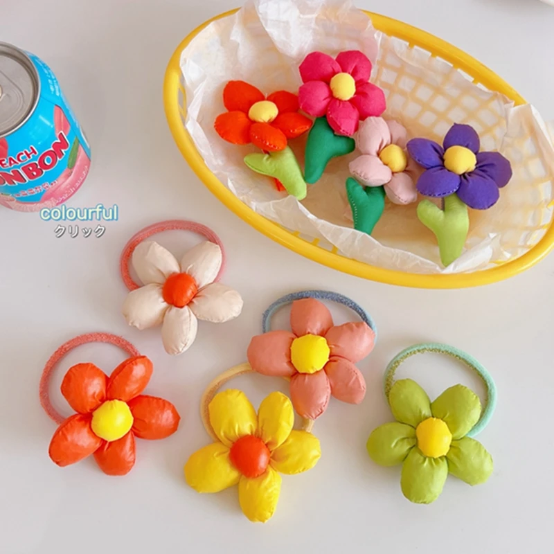 

Colorful Flower Children Hair Clips Baby Head flower Barrettes Hair clips Girl Elastic Headband Ponytail Holder Headdress Gifts