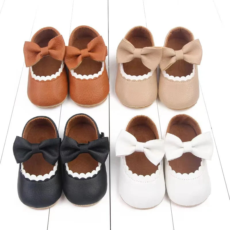 Spring and Autumn Baby Princess Shoes 0-1 Years Old Baby Soft Sole Non-Slip Toddler Shoes Cute Bow Casual  Shoes for t