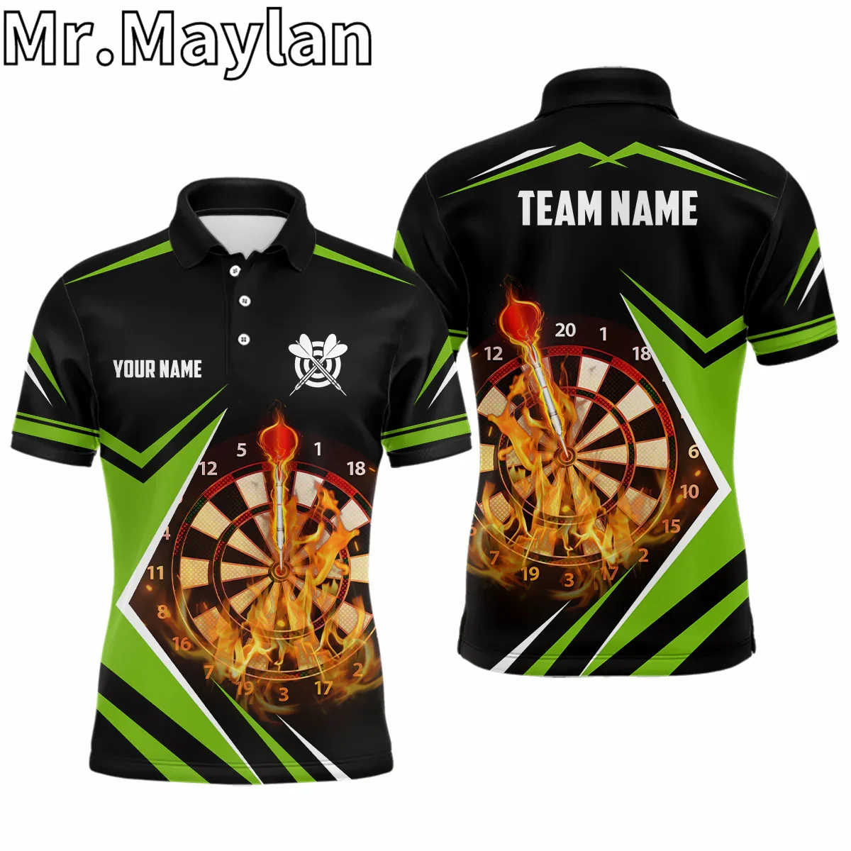 Зеленый и серый спортивный стиль 3D мужские дротики рубашка-поло рубашка для