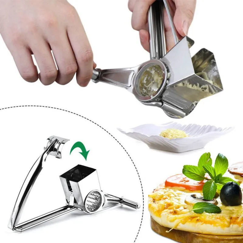 

Rotary Cheese Grater Stainless Steel Drum Blade Ginger Cheese Slicer Chocolate Shredder Butter Garlic Cutter Hand-Cranked Grater