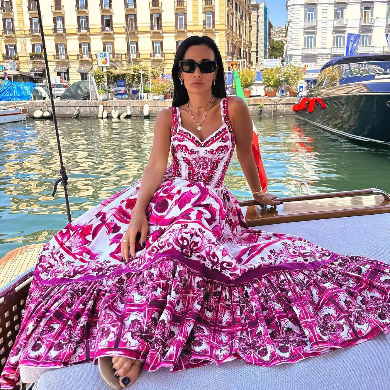 

Женское праздничное платье-трапеция с цветочным принтом, модное Макси-платье с высокой талией и буффами на подоле, праздничные платья для выпускного вечера, лето 2023