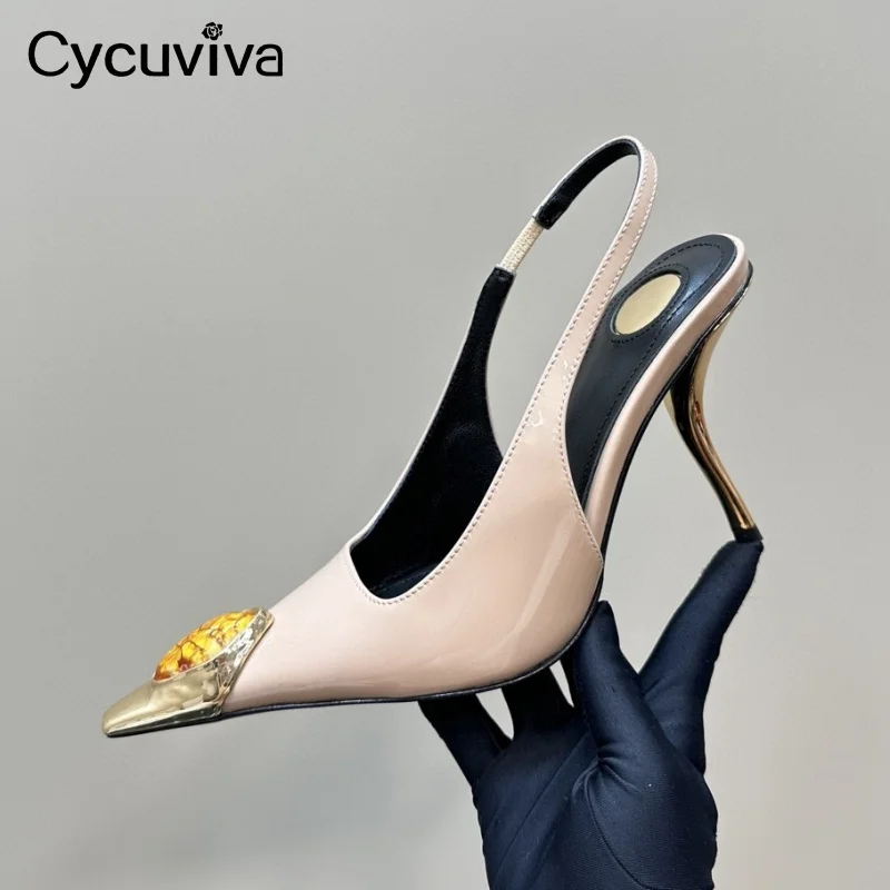 Лидер продаж кожаные туфли на высоком каблуке с кристаллами женские