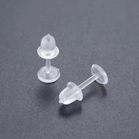 jewelry making ear protect anti allergy transparent ear post ear hole blockage plastic stud earring pure color