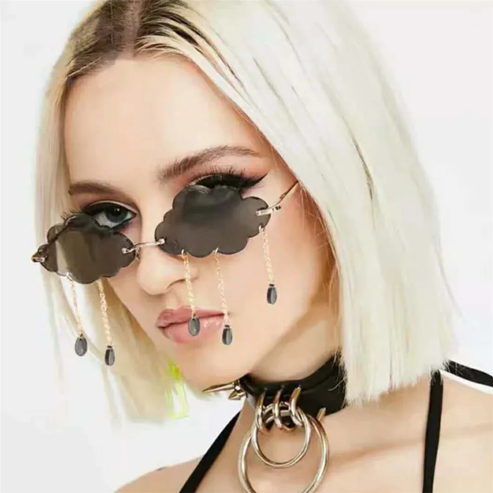 

Fashion Retro Rimless Sun Glasses Steampunk Sunglasses Shades Funny Clouds Shaped EyeglassesTrendy Tassel Sunglasses Women