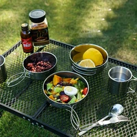 outdoor portable camping cookware stainless steel camping travel equipment tableware cookware cocina camping cookware kit