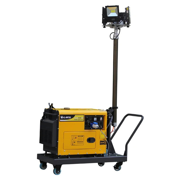 

New Trailer Type 4x50W LED Light Tower 5000W Air Cooled Silent Diesel Generator