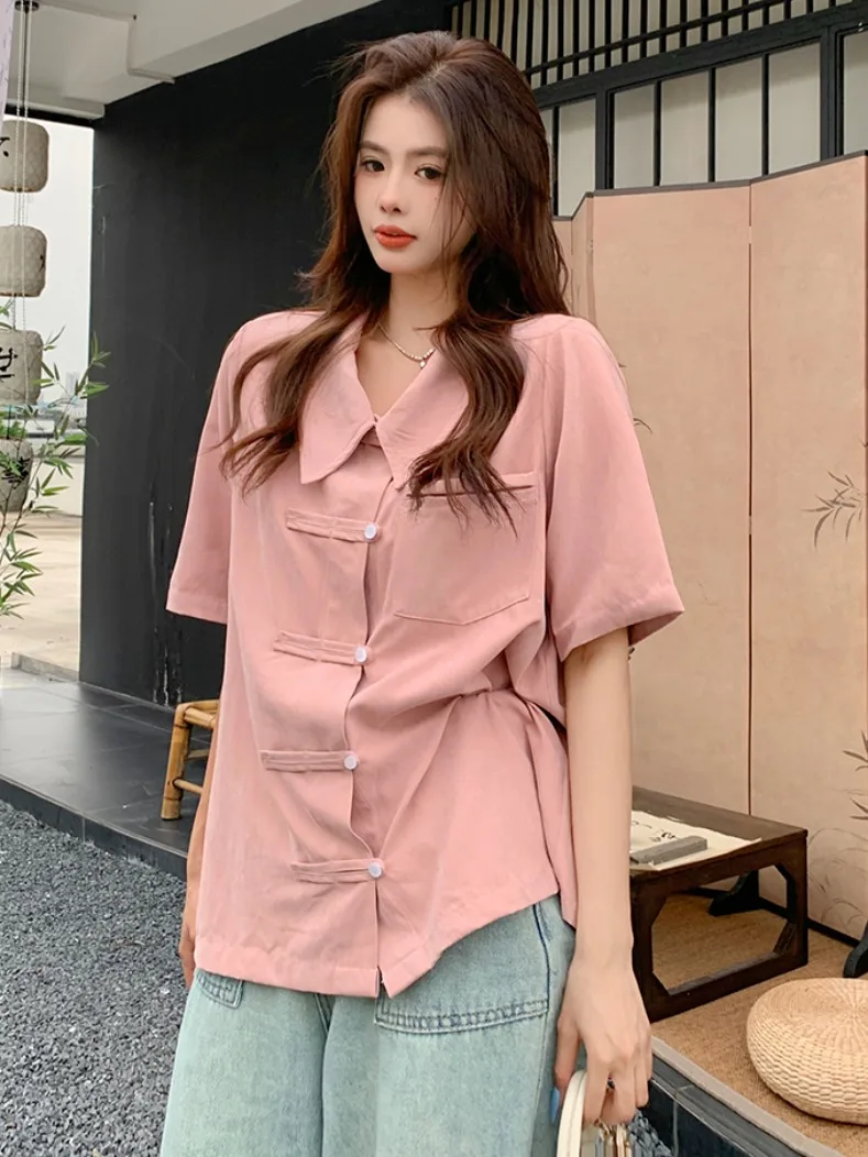 Женская одежда новинка пухлые девушки Китайская национальная рубашка-поло Sle с