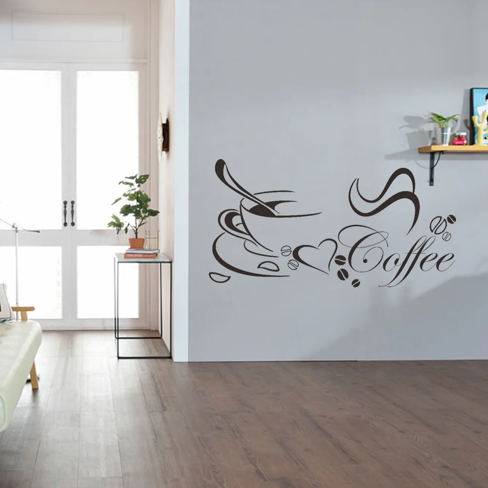 

Coffee Wall Decal Sticker Cup Vinyl Decor Wallpaper Lettering Diy Removable Tea Stickers Home Stick Cups Decals Peel Cafe Mural