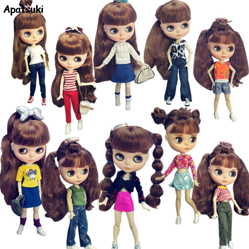 Модные кукольные наряды для кукол блайз комплект одежды платье футболка майка