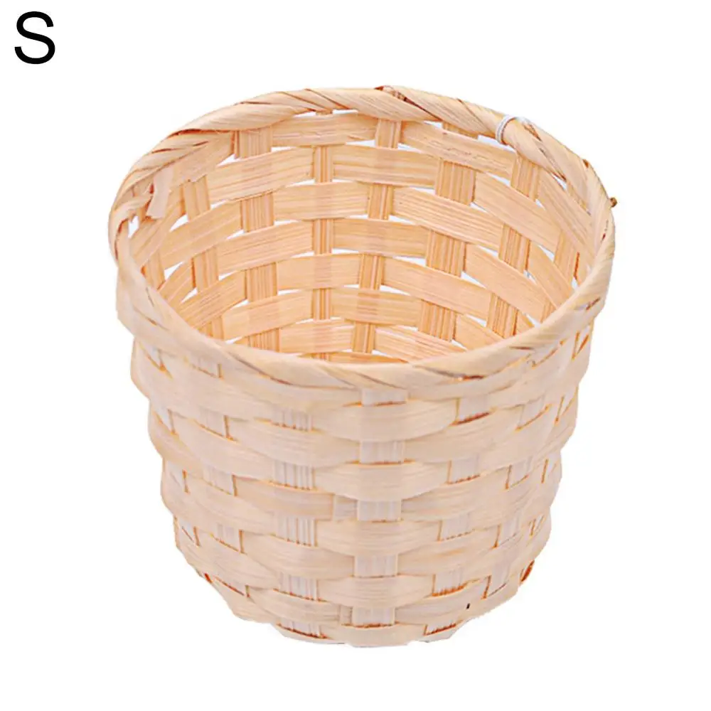 

Mini Bamboo Woven Basket Household Bra Sundries Organizer Rattan Plant Box Desktop Container Handmade Garden Flowerpot