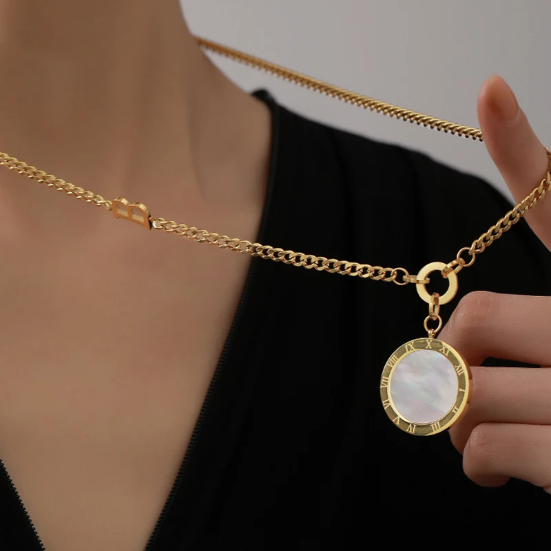 Европейское американское и римское цифровое круглое ожерелье с подвеской из