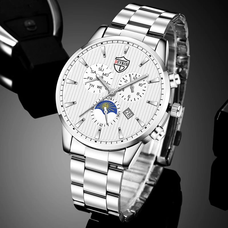 

2022 Luxury Fashion Men's Watchs Stainless Steel Quartz Wristwatch Male Sports Leather Calendar Luminous Watch relogio masculino