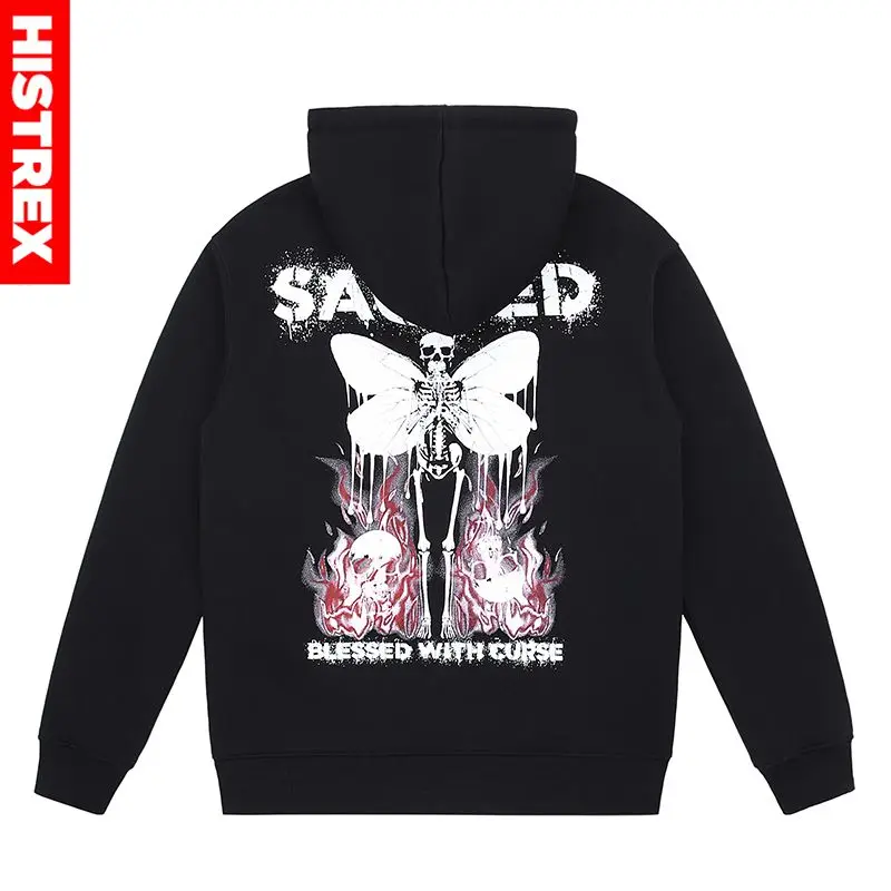 

HISTREX Butterfly Skeleton Fleece Men Hoodies Male High Quality Clothing Hooded Felpe Mens Sweatshirts SkatebMens Hoodies 81GTN#