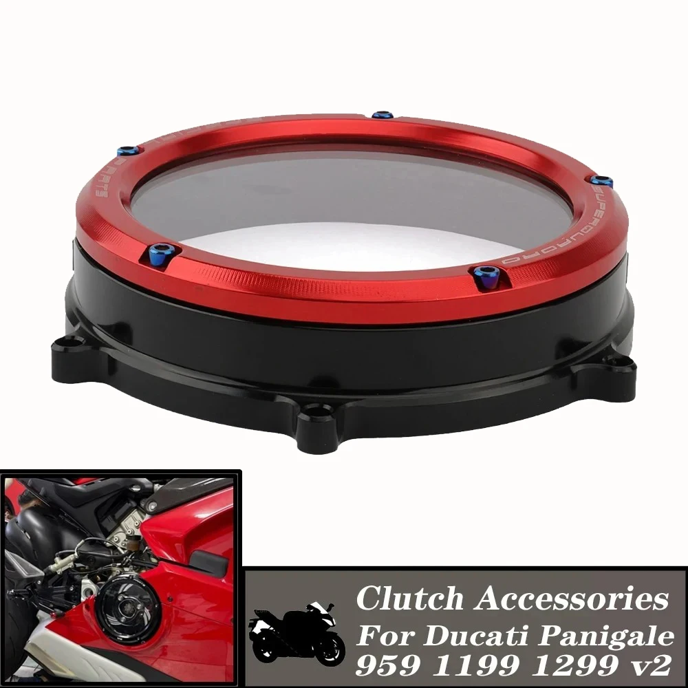 

Для Ducati водонепроницаемая защитная защита из алюминиевого сплава Panigale 959 1199 1299 V2 2020-2021 прозрачная крышка сцепления двигателя мотоцикла