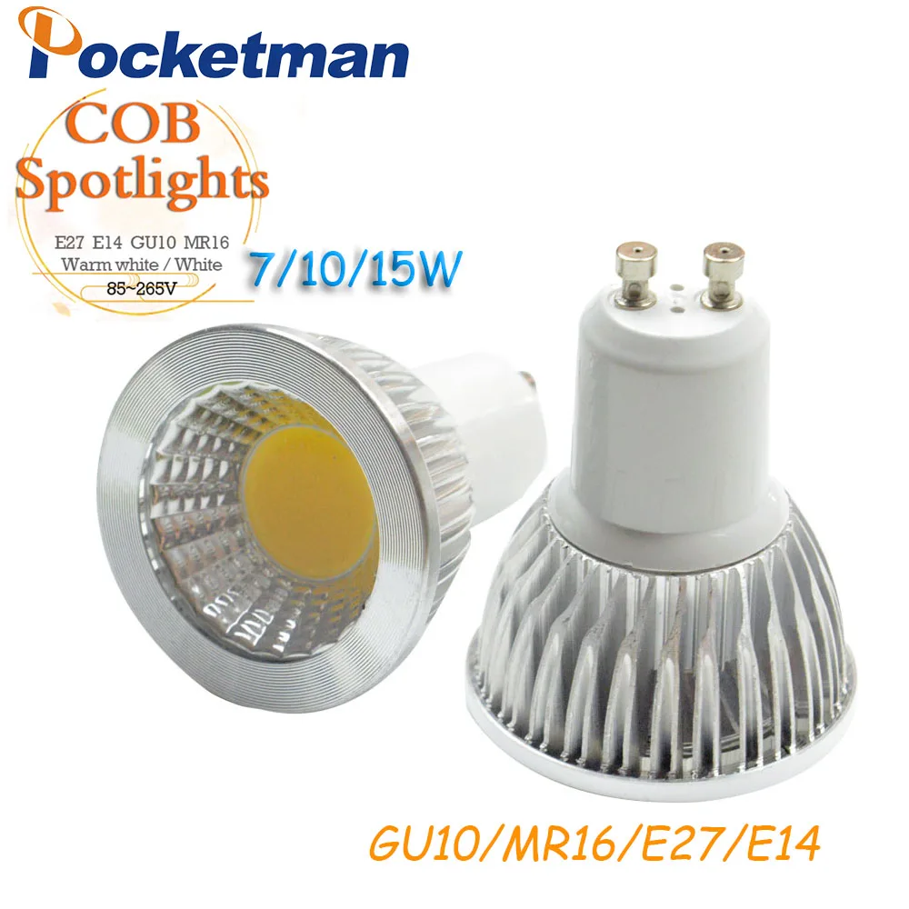 

LED Spotlight Bulbs Bright 7W 10W 15W GU10 MR16 E14 E27 LED Bulb Light 110V 220V dimmable Led Spotlight Warm/Cool White