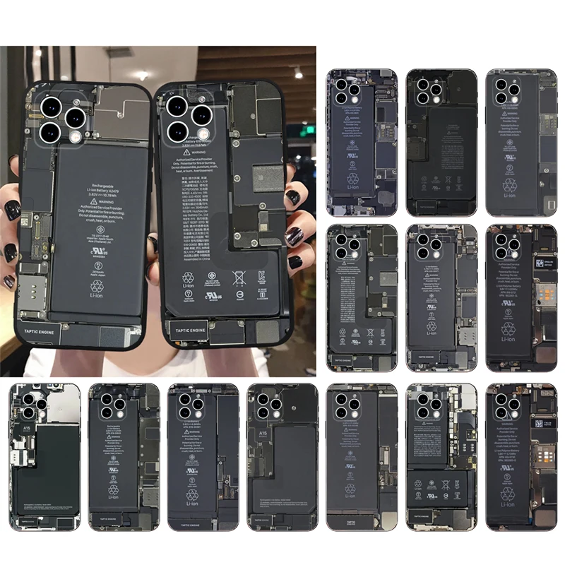 

Battery Phone Case For iphone 14 13 12 11 Pro Max XS XR X 12mini 14 Plus SE Motherboard Circuit board Mobile Phone Case Funda