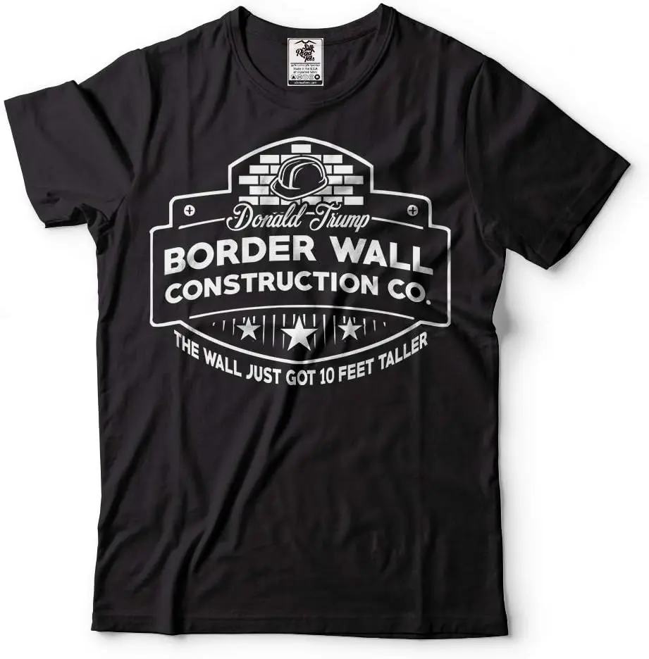Футболка с изображением пограничной стены и строительной компании политика