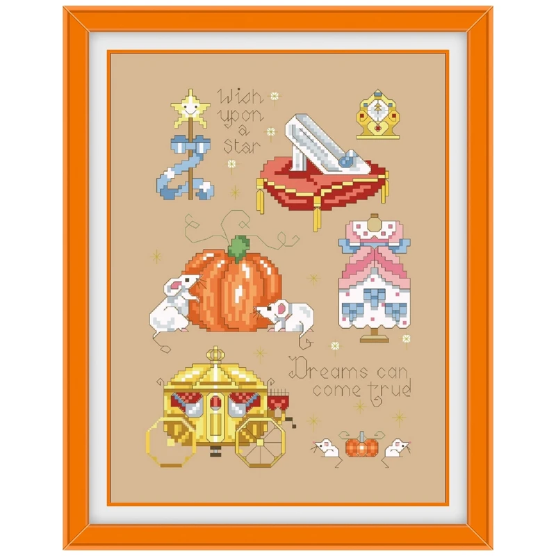 

Girl's props cross stitch kit cartoon aida fabric 18ct 14ct 11ct flaxen linen cotton thread embroidery kits DIY craft set