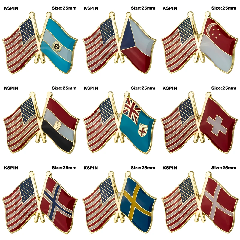 

U.S.A.Cross Flag Badge Friendship Country Flag Badge Flag Brooch National Flag Lapel Pin International Travel Pins Collections