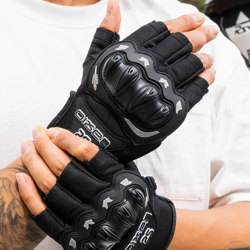 Летние мотоциклетные перчатки с половиной пальца мужские женские спортивные для